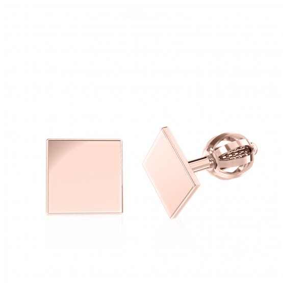Couple, Minimalistické náušnice IDOL Square, růžové zlato, 6680575-4-0-0