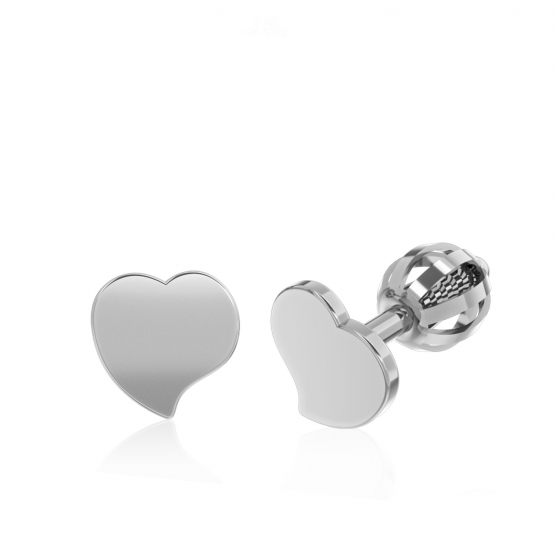 Couple, Minimalistické náušnice IDOL Heart, bílé zlato