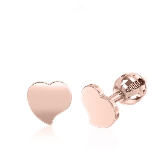 Couple, Minimalistické náušnice IDOL Heart, růžové zlato