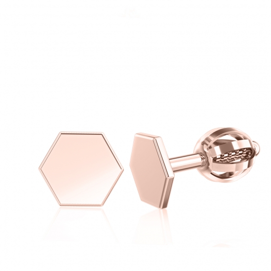 Couple, Minimalistické náušnice IDOL Hexagon, růžové zlato, 6680577-4-0-0