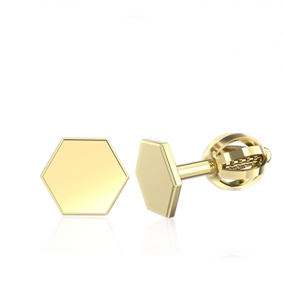 Couple, Minimalistické náušnice IDOL Hexagon, žluté zlato