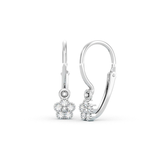 Couple, Zajímavé dětské náušnice Dalie, bílé zlato a zirkony