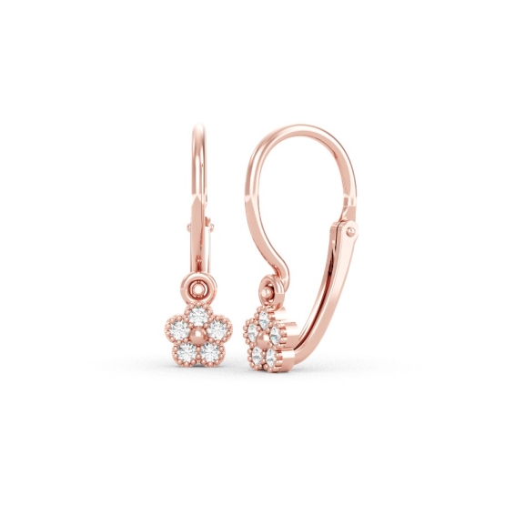 Couple, Zajímavé dětské náušnice Dalie, růžové zlato a zirkony