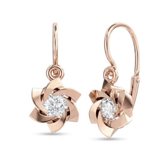 Netradiční dětské náušnice Anita, růžové zlato se zirkony