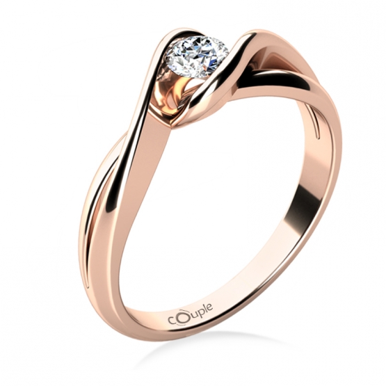 Couple, Působivý zásnubní prsten Annie, růžové zlato a briliant