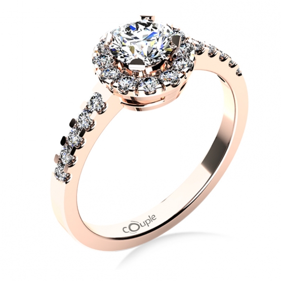 Výrazný zásnubní prsten Bella v růžovém zlatě se zirkony