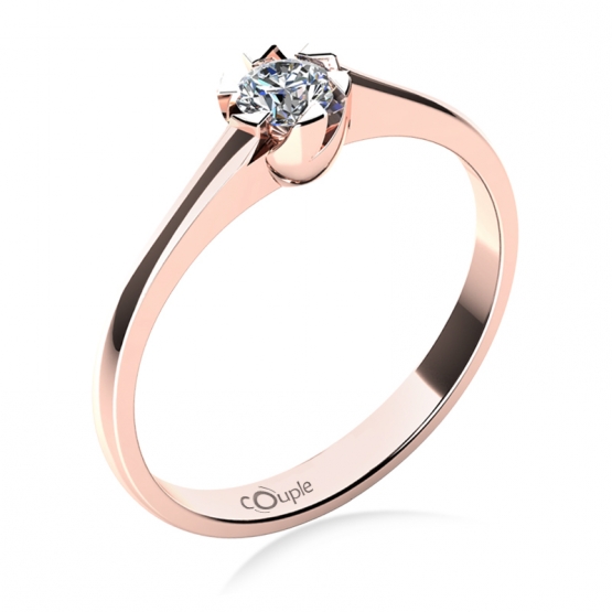 Zajímavý zásnubní prsten Jess, růžové zlato a briliant