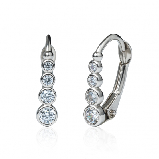 Dívčí náušnice Penelope, bílé zlato se zirkony