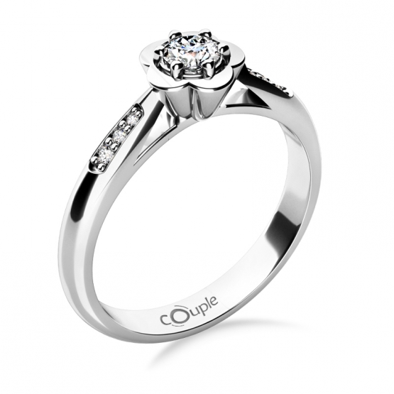 Couple, Květinový zásnubní prsten Rami, bílé zlato a zirkony, vel.: 60, ø19,1 mm, 6864250-0-60-1