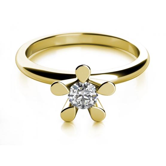 Zásnubní prsten Flower II, žluté zlato se zirkonem