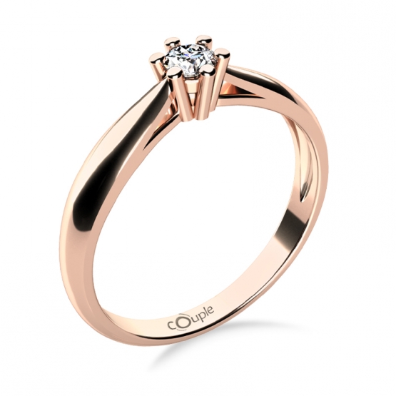 Couple, Nadčasový zásnubní prsten Nyla, růžové zlato se zirkonem
