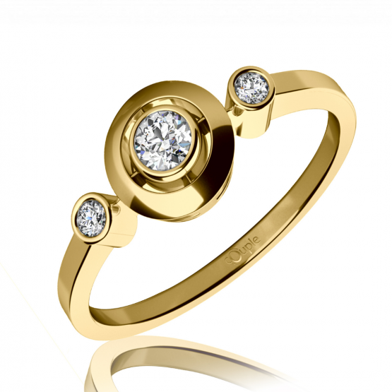Třpytivý zásnubní prsten Korfu ze žlutého zlata se zirkony