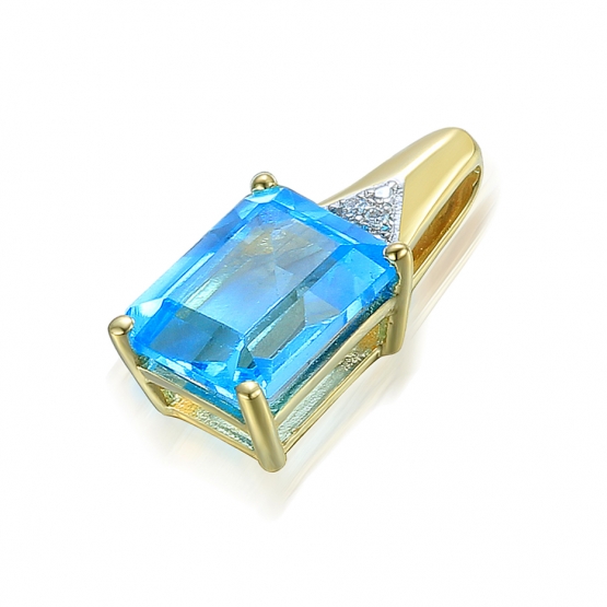 Klasický přívěsek Clementine, kombinované zlato s brilianty a modrým topazem (blue topaz)