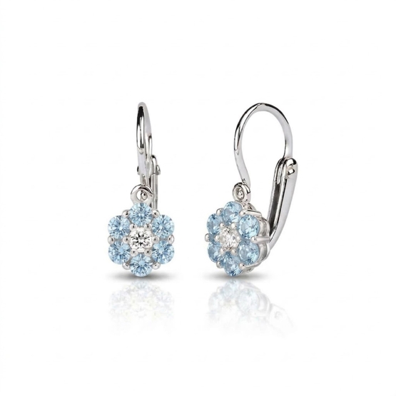Luxur, Dětské náušnice Aimy, bílé zlato se světle modrými zirkony