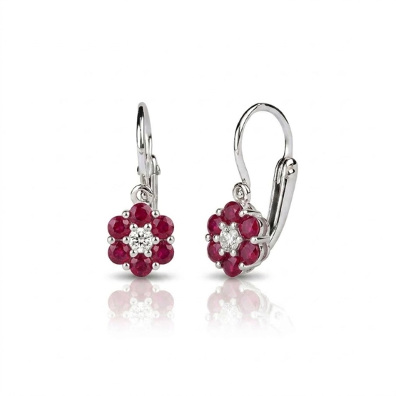 Luxur, Dětské náušnice Aimy, bílé zlato s červenými zirkony