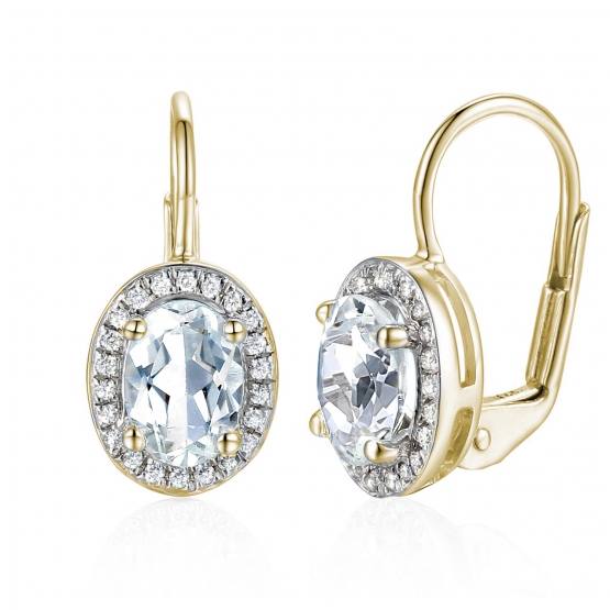Diamantové náušnice Gwen, kombinované zlato s brilianty a bílými topazy