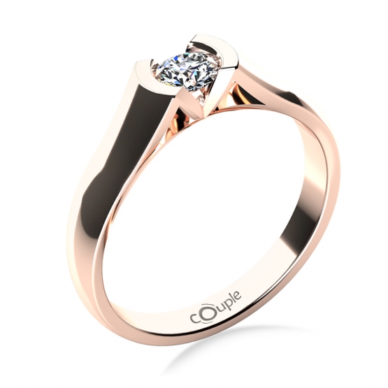 Zásnubní prsten Paige, růžové zlato s briliantem