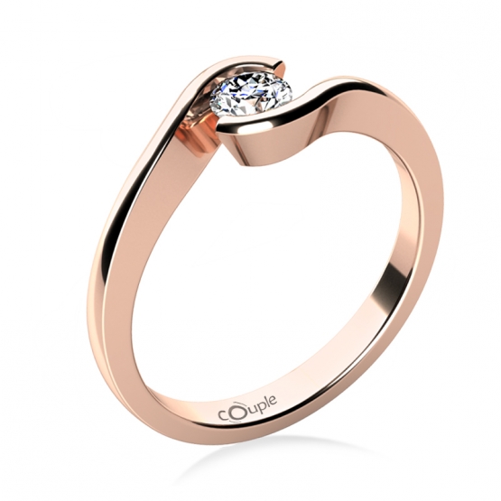 Zásnubní prsten Linette, růžové zlato a velký briliant