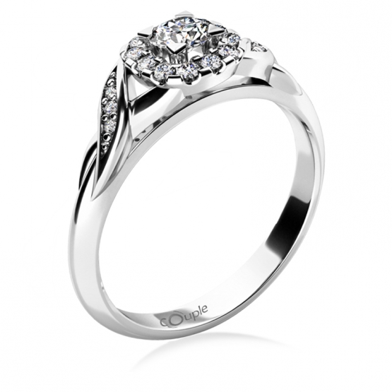 Zásnubní prsten Olympia, bílé zlato s brilianty