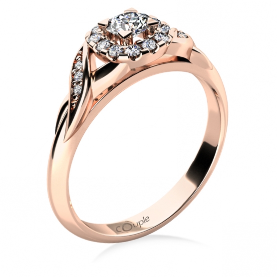 Zásnubní prsten Olympia, růžové zlato s brilianty