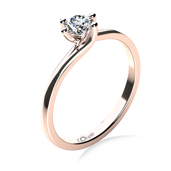 Couple, Patric – zásnubní prsten z růžového zlata s výrazným briliantem