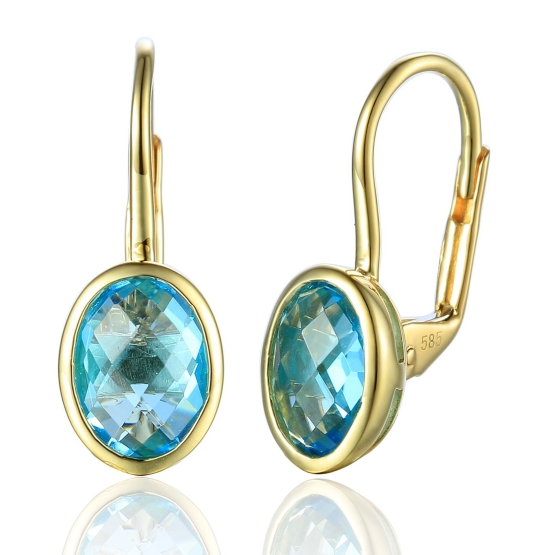 Gems, Originální náušnice Devon, žluté zlato a modré topazy (blue topazy)