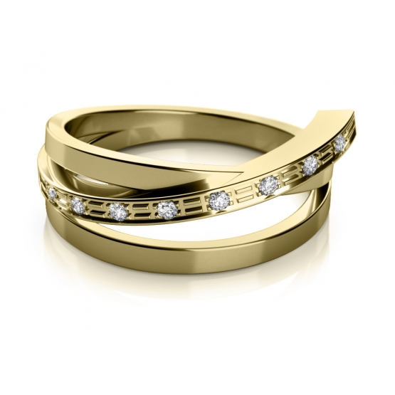 Couple, Originální prsten Kaylee ze žlutého zlata se zirkony