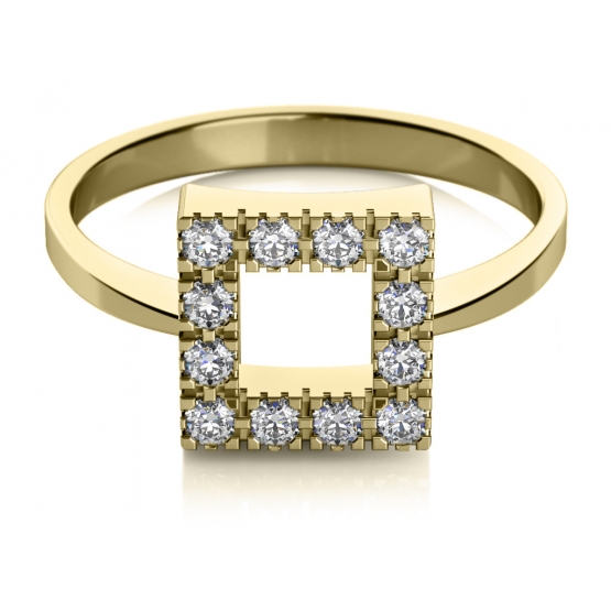 Couple, Minimalistický prsten Rea ze žlutého zlata se zirkony