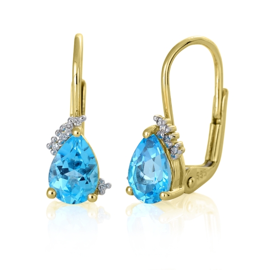 Oslnivé náušnice Evianna v kombinovaném zlatě, s blue topazy a brilianty