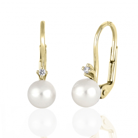 Gems, Diamantové náušnice Estelle, kombinované zlato a perly, 3830276-5-0-91