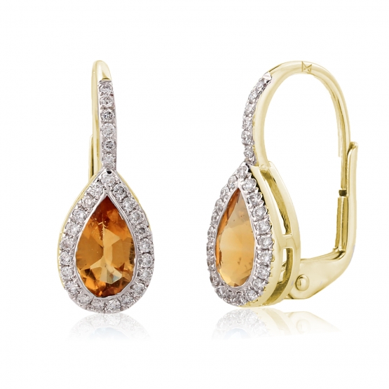Gems, Elegantní náušnice Crystal, kombinované zlato s brilianty a citríny