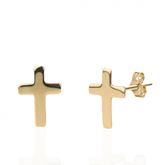 Minimalistické náušnice ve tvaru křížku Idol Lima, žluté zlato