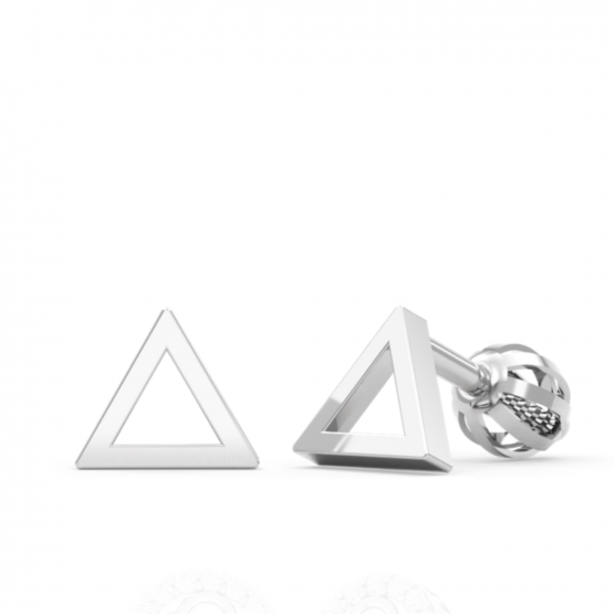 Minimalistické náušnice IDOL Triangle v bílém zlatě