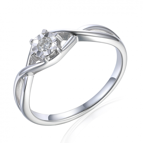 Diamantový prsten Aviva, bílé zlato a briliant