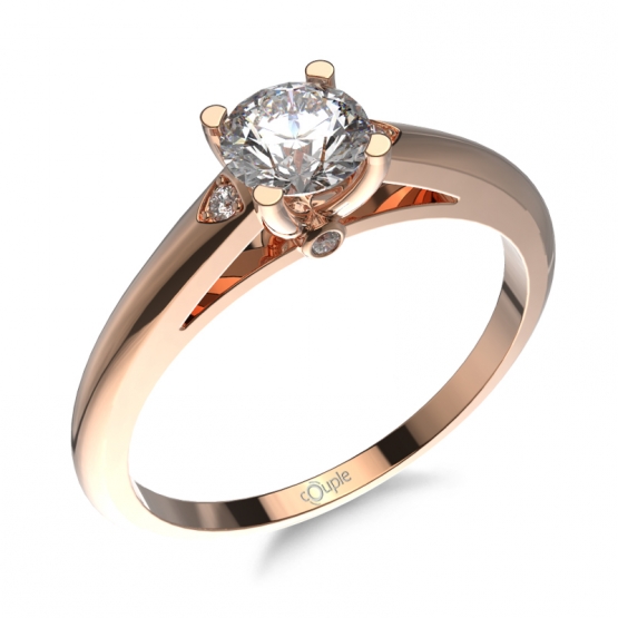 Couple, Klasický zásnubní prsten Katniss, růžové zlato se zirkony