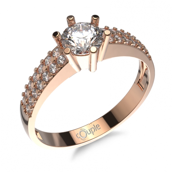 Couple, Jiskřivý zásnubní prsten Nixia v růžovém zlatě se zirkony