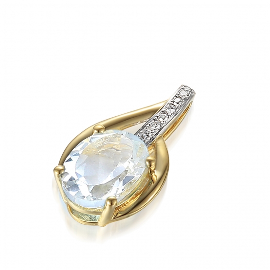 Diamantový přívěsek Monroe, kombinované zlato s brilianty a bílým topazem