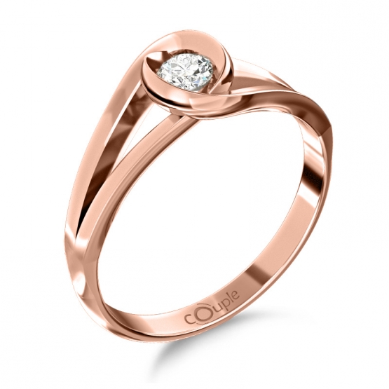 Couple, Unikátní prsten Pauline, růžové zlato se zirkonem, vel.: 57, ø18,1 mm, 6660223-4-57-1