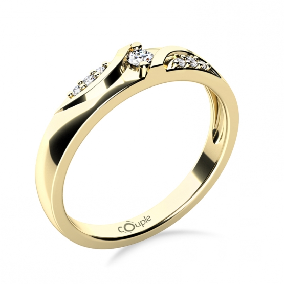 Moderní zásnubní prsten Peyton, žluté zlato s brilianty