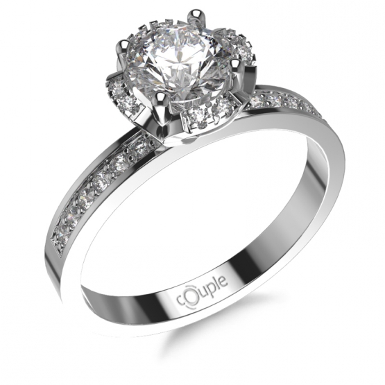 Couple, Nepřehlédnutelný zásnubní prsten Padmé, bílé zlato se zirkony, vel.: 52, ø16,6 mm, 5260513-0-52-1