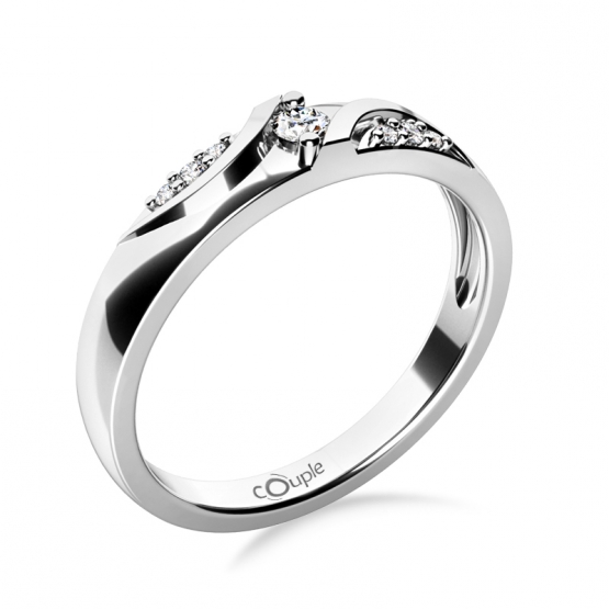 Moderní zásnubní prsten Peyton, bílé zlato s brilianty