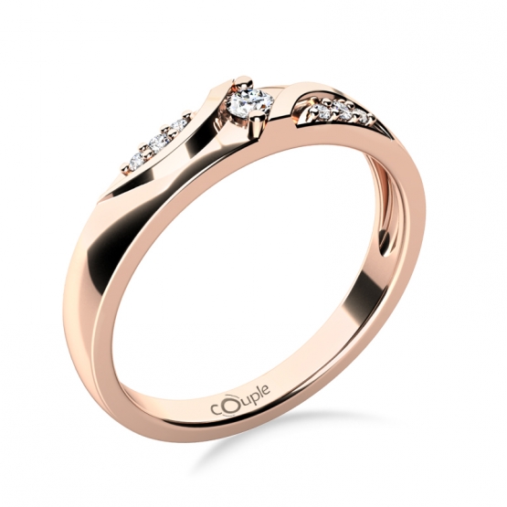 Moderní zásnubní prsten Peyton, růžové zlato s brilianty