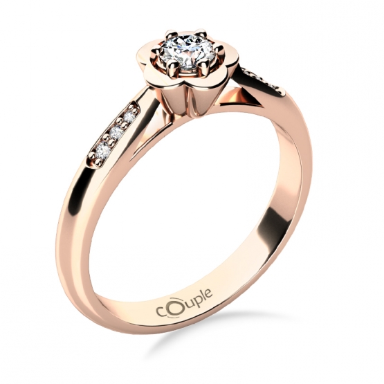Couple, Květinový zásnubní prsten Rami, růžové zlato a brilianty