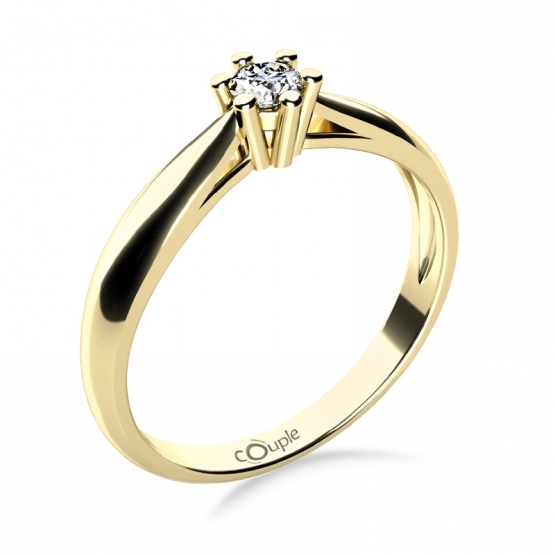 Couple, Nadčasový zásnubní prsten Nyla, žluté zlato s brilianty