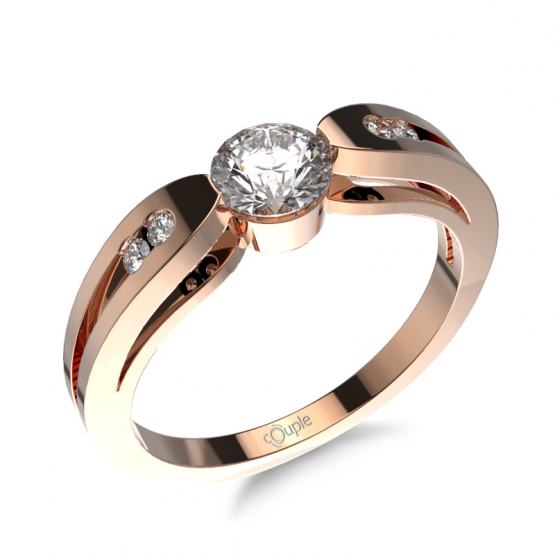 Couple, Jemný zásnubní prsten Melisandra v růžovém zlatě s brilianty