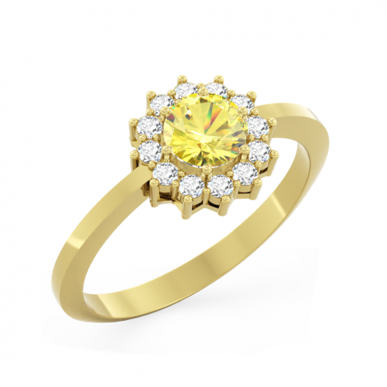 Couple, Elegantní prsten Dion, žluté zlato se žlutým zirkonem