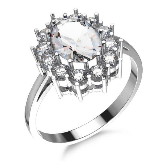 Couple, Velkolepý prsten Diana se zirkony, bílé, vel.: 56, ø17,8 mm, 6850004-0-56-1