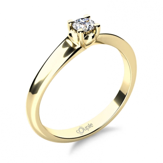 Elegantní zásnubní prsten Izzie, žluté zlato se zirkonem