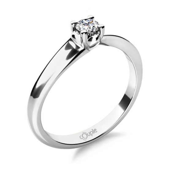 Couple, Elegantní zásnubní prsten Izzie, bílé zlato se zirkonem, vel.: 51, ø16,2 mm, 6864252-0-51-1