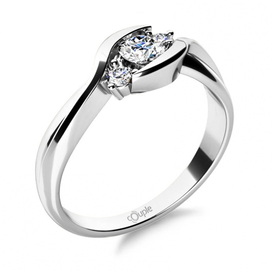 Couple, Netradiční zásnubní prsten Laura, bílé zlato se zirkony, vel.: 54, ø17,2 mm, 6864258-0-54-1